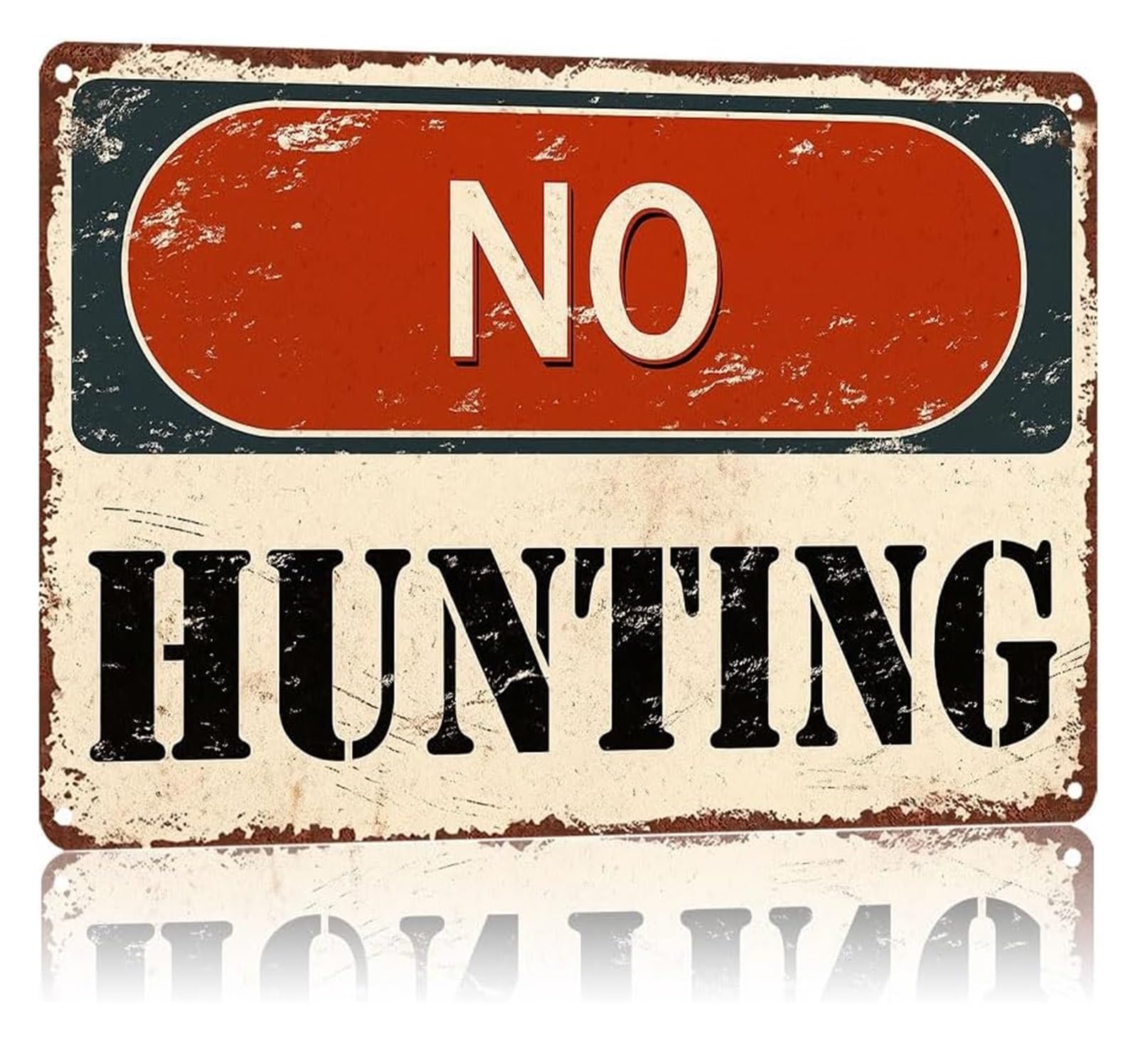 MQXFCZUX Vintage Style No Hunting Metal Sign Aluminum Art Plaque Weather Resistant Print Wall Hanging For Rural Home Entrance Workshop 8 X 12 in