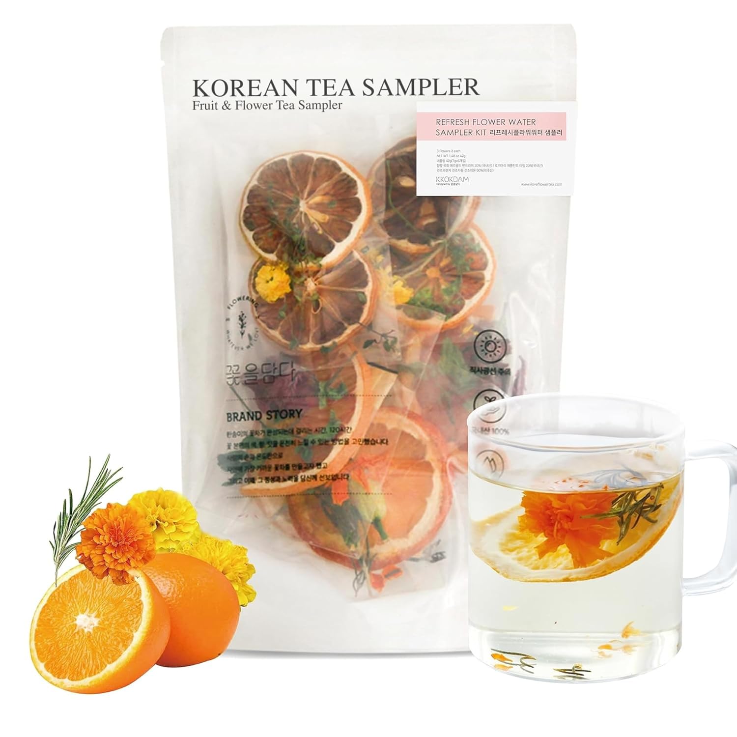 KKOKDAM Tea Sampler Bundle - Loose Leaf Set, Fancy Variety Pack, Blooming Flowers, Korean Tea Sets, Unique Gifts, Loose Leaf Teas - Pack of 4