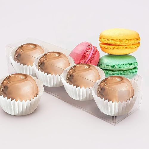 Miniatura 8 de 50 cajas de regalo transparentes, cajas de regalo de macarrón con insertos, cajas de trufas, cajas de dulces transparentes para Navidad, boda