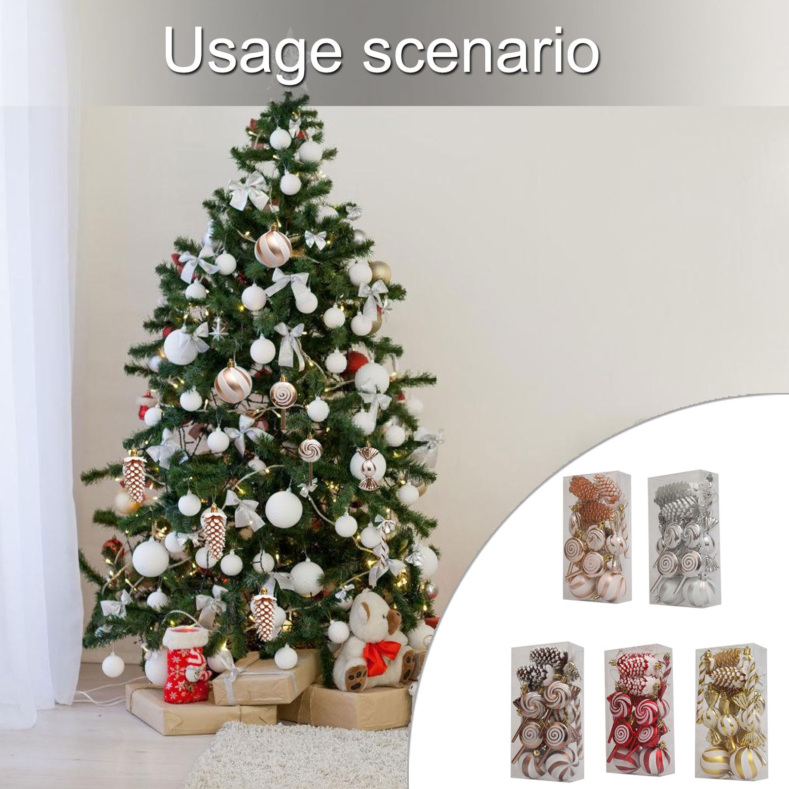 Palline per albero di Natale, ornamento elegante per albero di Natale, da appendere, decorazioni per le vacanze
