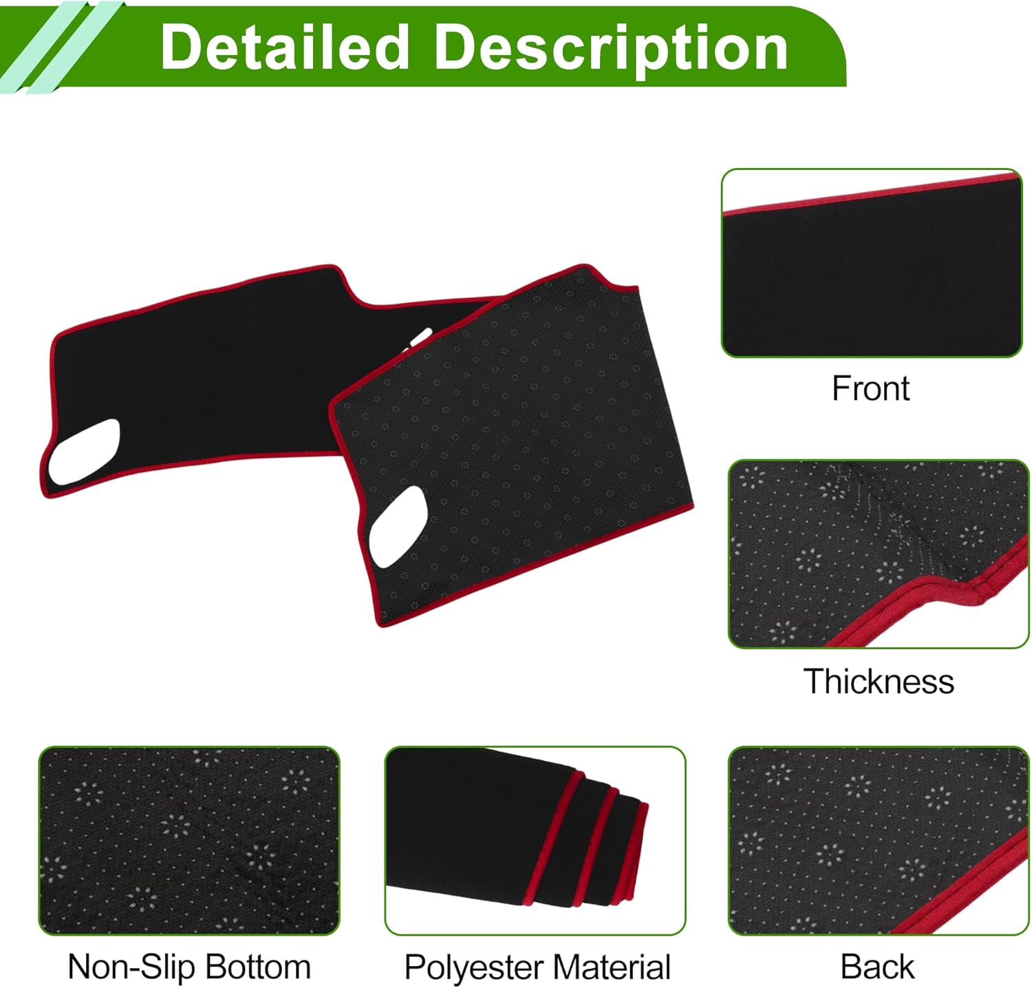Dashboard Cover for Hyundai Kona SE SEL N Line Limited 2024 2025 Dash Cover Mat Carpet Center Console Dash Cover Mat Polyester Black Red 1 Pcs