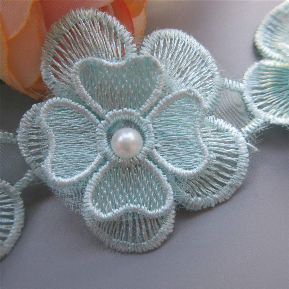 Ruban En Dentelle De 2 M En Polyester Avec Fleurs Et Perles - Style