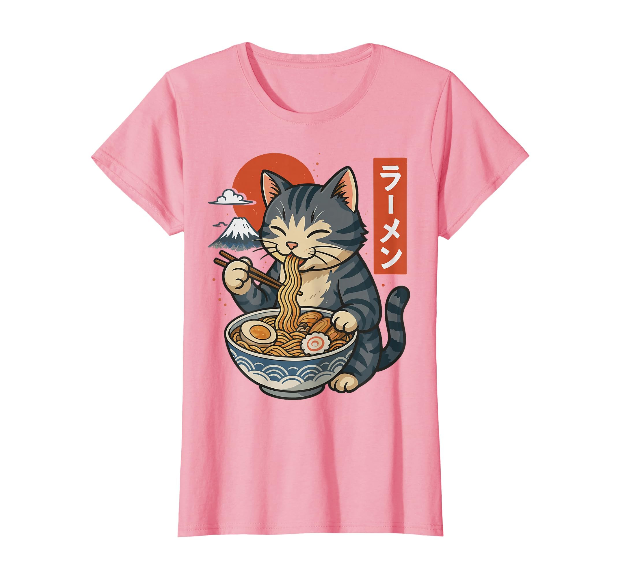 Anime Cat Eating Ramen Retro Kawaii Ramen Cat T-Shirt