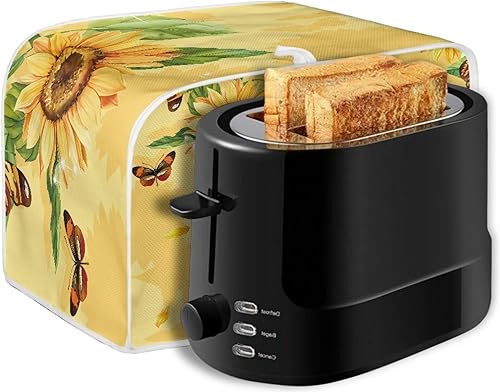 Miniatura 6 de Cubierta para tostadora de 4 rebanadas y 2 rebanadas, cubierta antipolvo para tostadora, lavable e impermeable, patrón de girasoles, M
