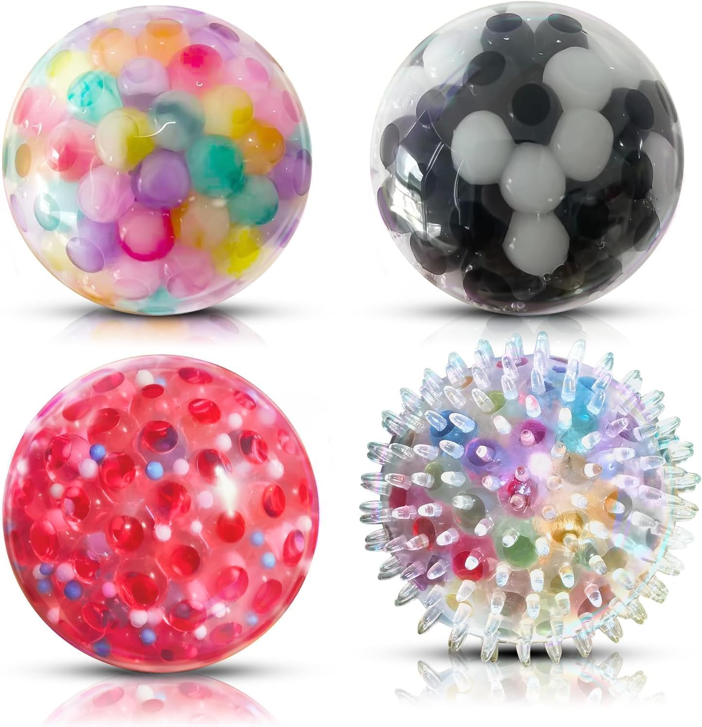ALMAH Stress Balls for Adults (4 Pack), Hand Exercise Balls, Hand Therapy Balls for Relax, Anxiety, Fidget, Tension and Stress