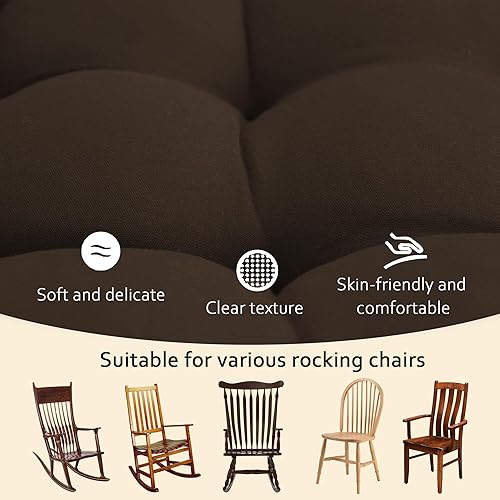 Miniatura 3 de ELFJOY Cojín para silla mecedora, cojines para silla de cocina con cojín de respaldo de asiento, almohadillas suaves y cómodas con lazos, 17 x 17