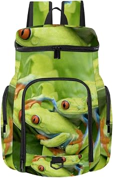 Basketball Backpack, Sport Bag with Ball and Shoe Compartment for Soccer Football Volleyball Swim Gym Travel, Two Red Eye Frog