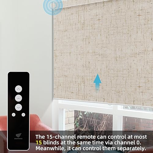 Miniatura 2 de Smartwings Persianas enrollables motorizadas, accesorios de 15 canales, control remoto, color negro