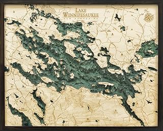 Lake Winnipesaukee, New Hampshire 3-D Nautical Wood Chart, 24.5" x 31"