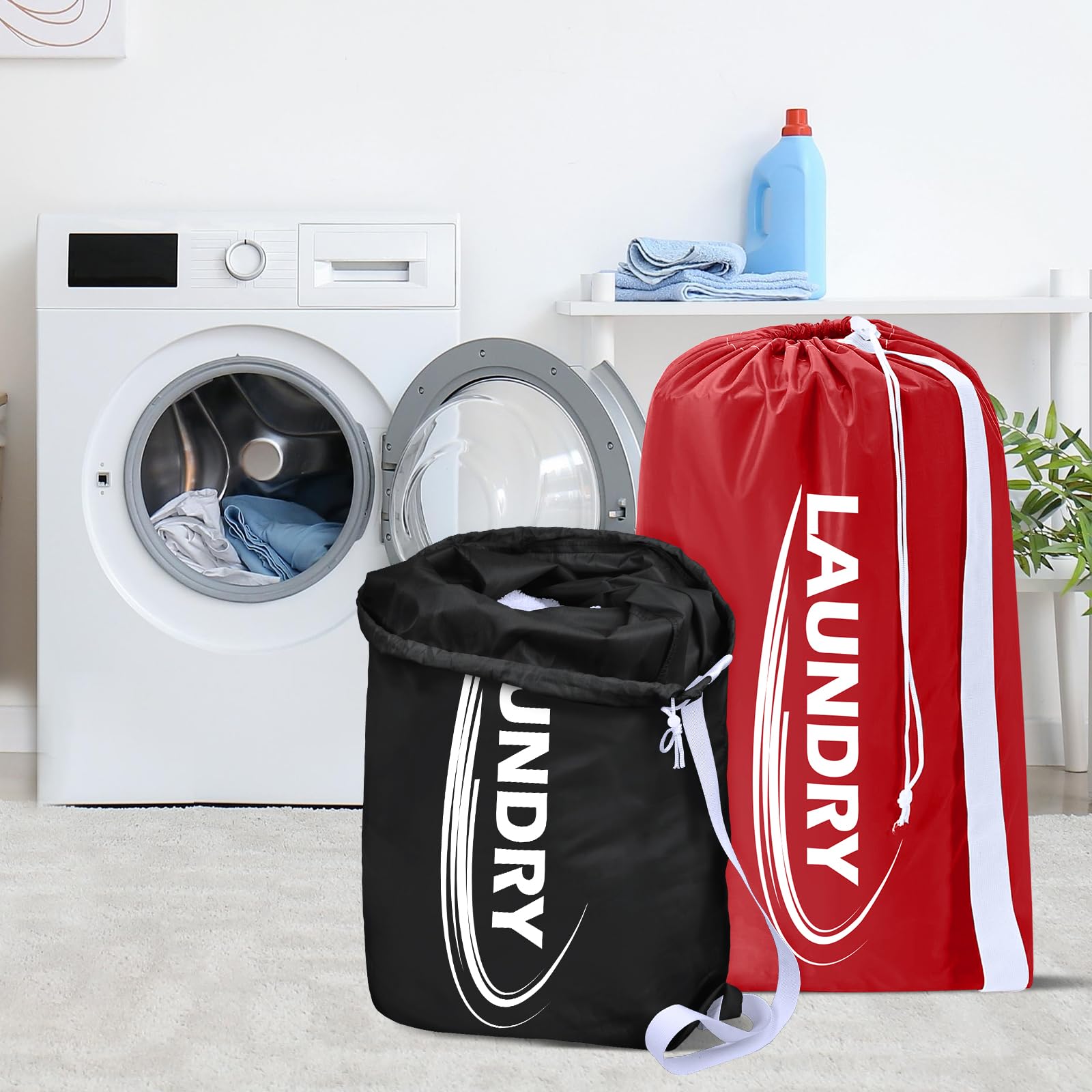 Sylfairy 2 Pack Extra Large Laundry Bags With Strap - Heavy Duty Rip-Stop Travel Laundry Bags For Camp, College, Home - View #9