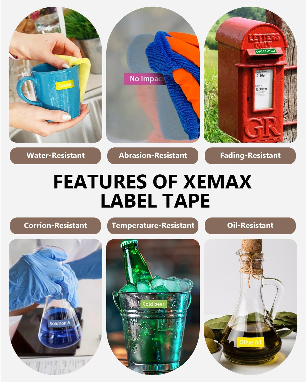 6X 12mm 0.47" Multi-Colored Label Tape Compatible for Brother P Touch Label Maker Tape Tze Tz 12mm 0.47 Ribbon Laminated Tz Colored Refills for PT-D220 D210 H110 1000 1280 D400, 1/2" x 26.2' - Image 7