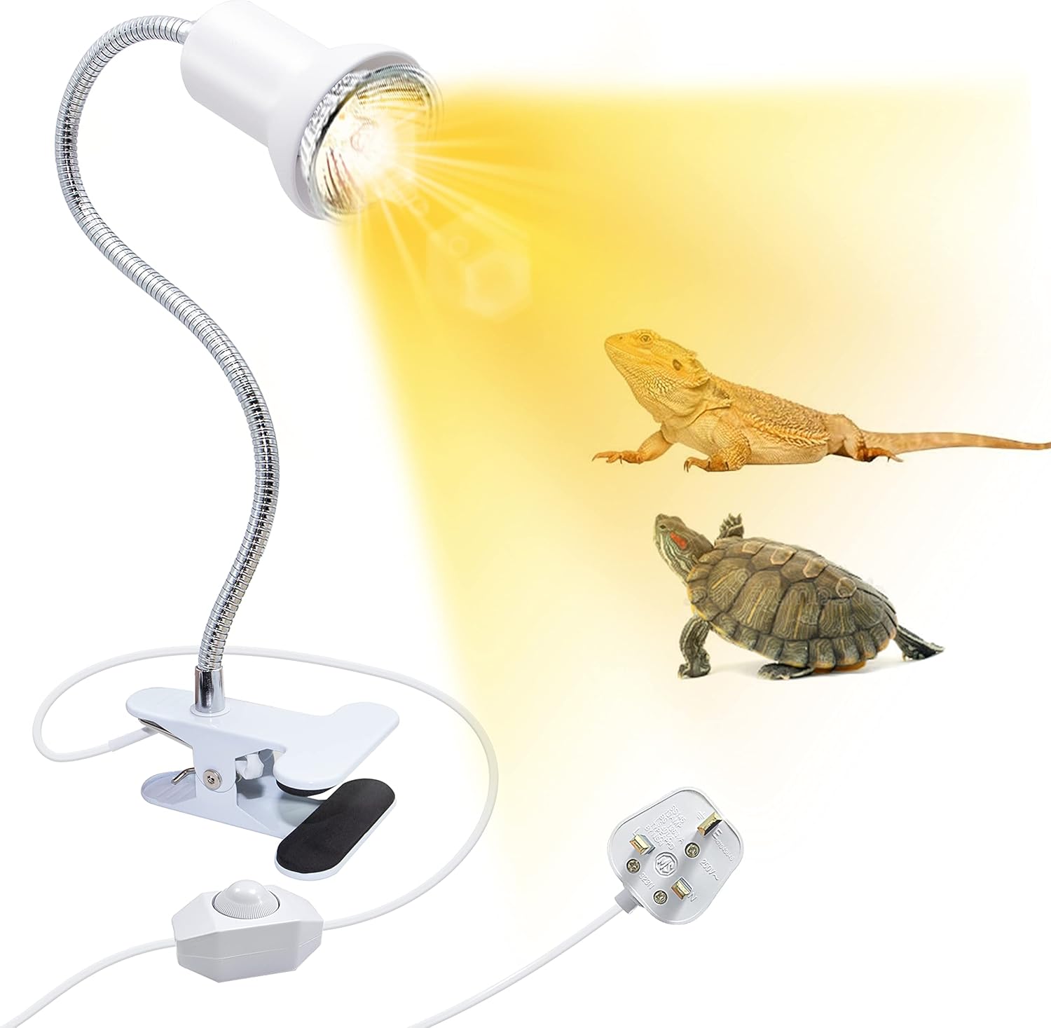 Reptile Heat Lamp, Tortoise Heat Lamps Aquarium Heating Light with Ceramic Spotlight Shade