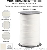 Vista 2 de Cinta al bies de doble pliegue de 1 pulgada, cinta de encuadernación al bies de doble pliegue de 55 yardas (beige) y 4 piezas de tiza de tela