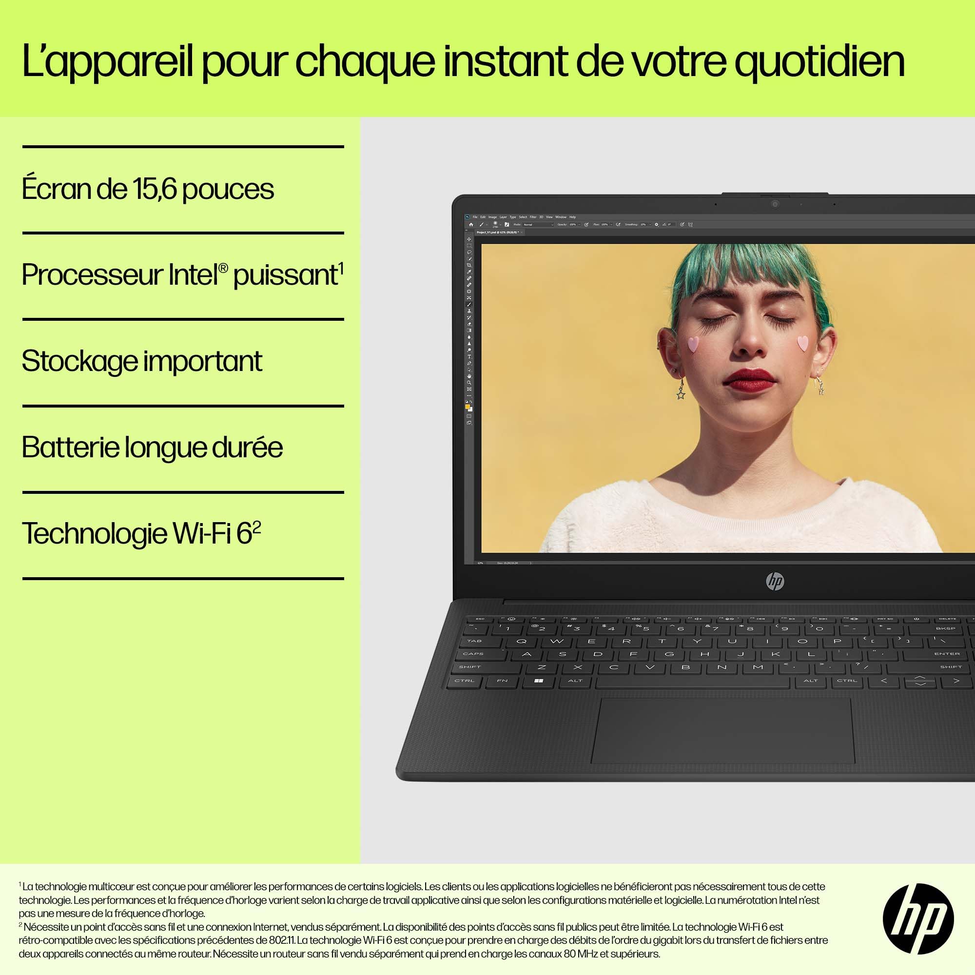 HP 15-fd0001sf 15,6" laptop FHD, laptop (Intel Celeron N100, 4 GB RAM, UFS 128 GB, grafika Intel UHD, Windows 11), szary laptop, AZERTY, Microsoft 365 Personel 12 miesięcy w zestawie