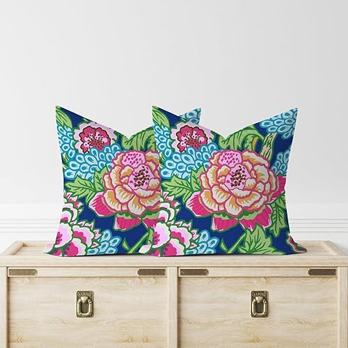 Miniatura 8 de MangGou Juego de 2 fundas de almohada florales brillantes y alegres estilo chinoiserie para el hogar