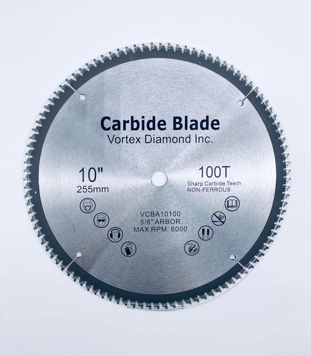 VORTEX DIAMOND 10 Inch 100 Teeth Aluminum Non-Ferrous Metal Circular Saw Blade with 5/8" Arbor (10 Inch 100 Teeth)