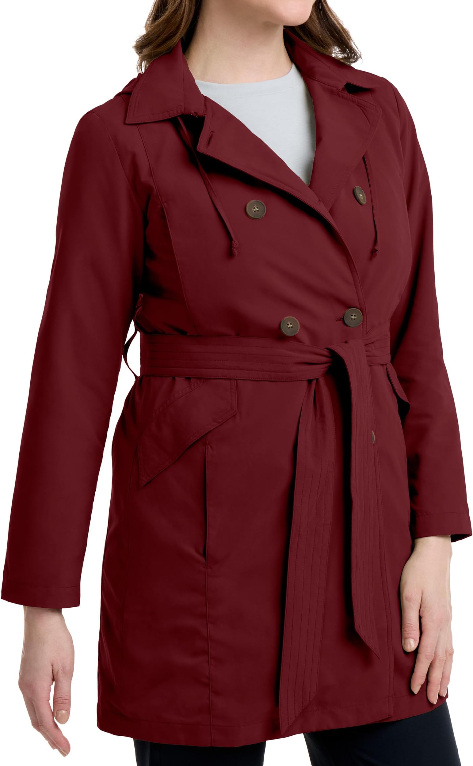 Tabitha Trench Coat for Women - 21 Hidden Pockets - Soft Shell Water Repellent Jacket for Travel & More