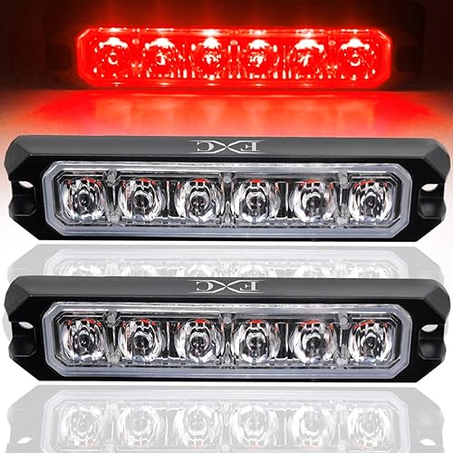 Purishion - Luces estroboscópicas de emergencia impermeables con 6 luces LED, barra de precaución, 16 patrones intermitentes para automóvil, SUV,