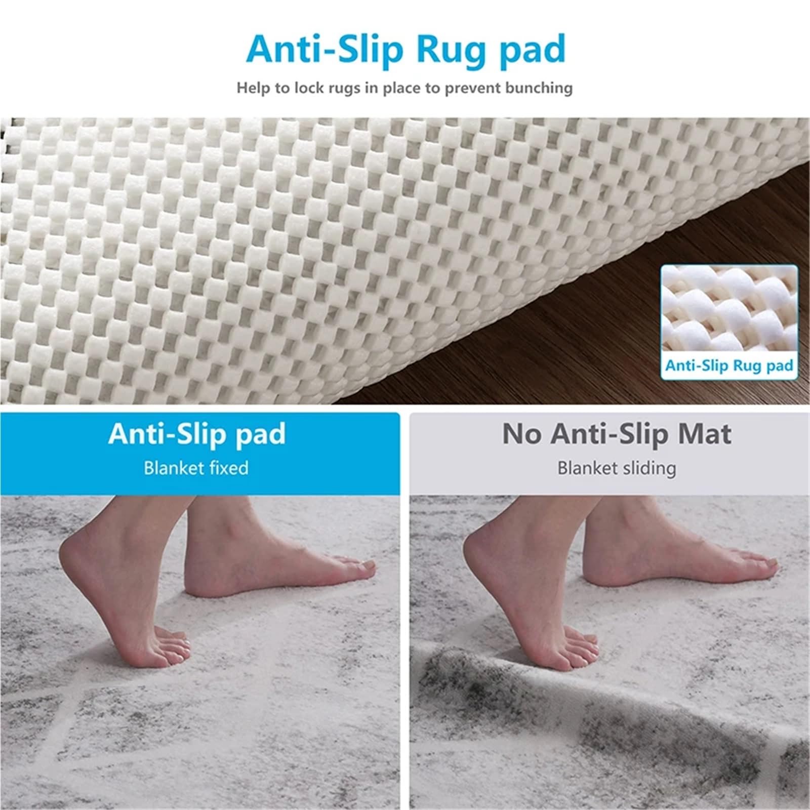 Tapis antidérapant en PVC, antidérapant, pour sols en bois dur, rembourrage épais, empêche le glissement (100 cm x 200 cm)