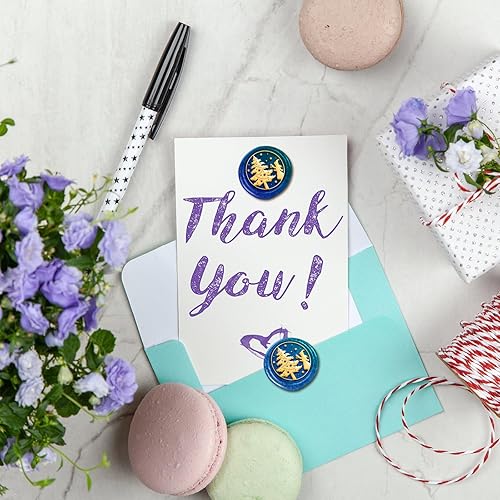 Miniatura 6 de DELORIGIN Sello de cera para árbol de Navidad, sello de cabeza de latón de nieve de 1 pulgada con mango de madera, sello de cera de sellado de