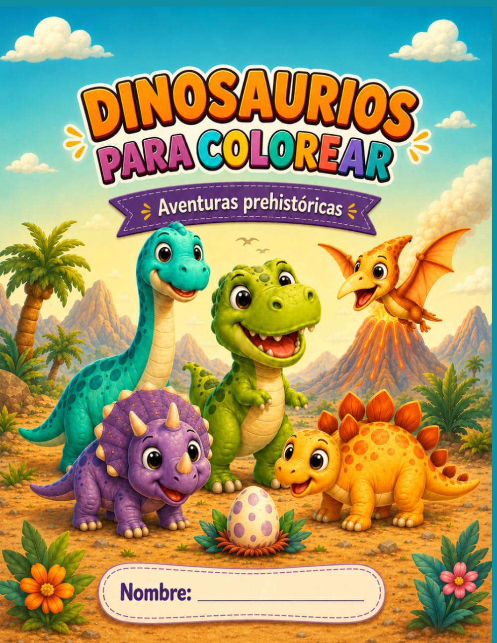 Dinosaurios para colorear: Aventuras prehistóricas