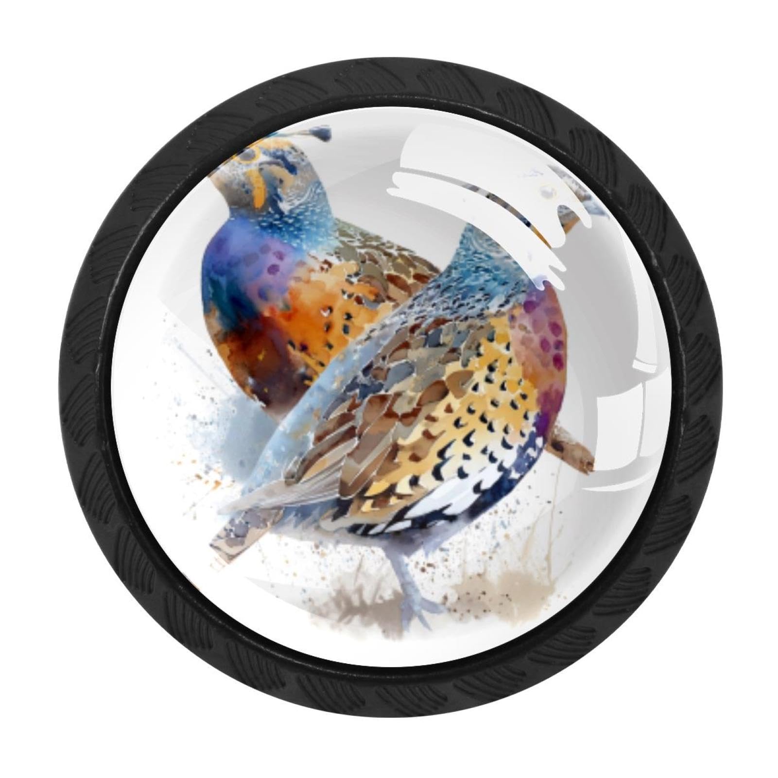 CHENZZZZ 4 Pack Watercolor Common Quails (1) Kitchen Cabinet Knobs Drawer Knobs Door Dresser Handles for Personalized Gifts Great for Any Occasion
