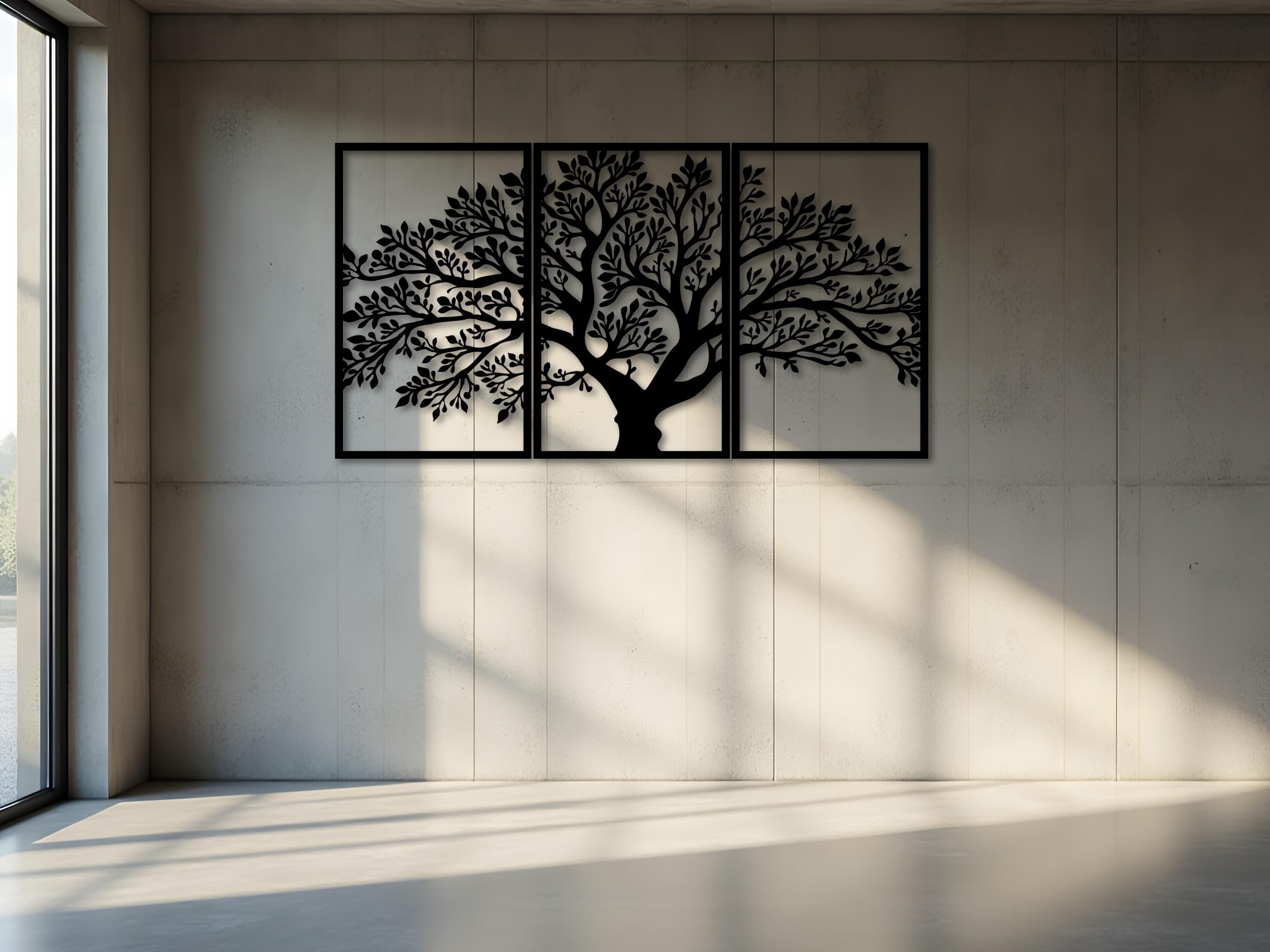 Kajaro Arbre Tableau Mural Bois 3 pièces, 1500x800 mm
