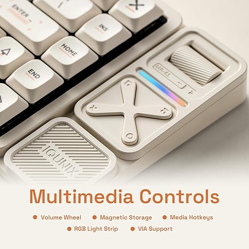 Miniatura 4 de IQUNIX Magi65 Pro Teclado mecánico de perfil bajo inalámbrico 65% teclado ultra delgado para escribir cremoso, intercambiable en caliente,