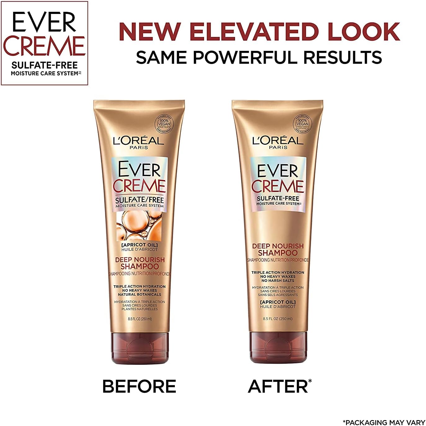 L'Oreal Paris EverCreme Sulfate Free Deep Nourish Shampoo, 8.5 Ounce (Pack of 2)