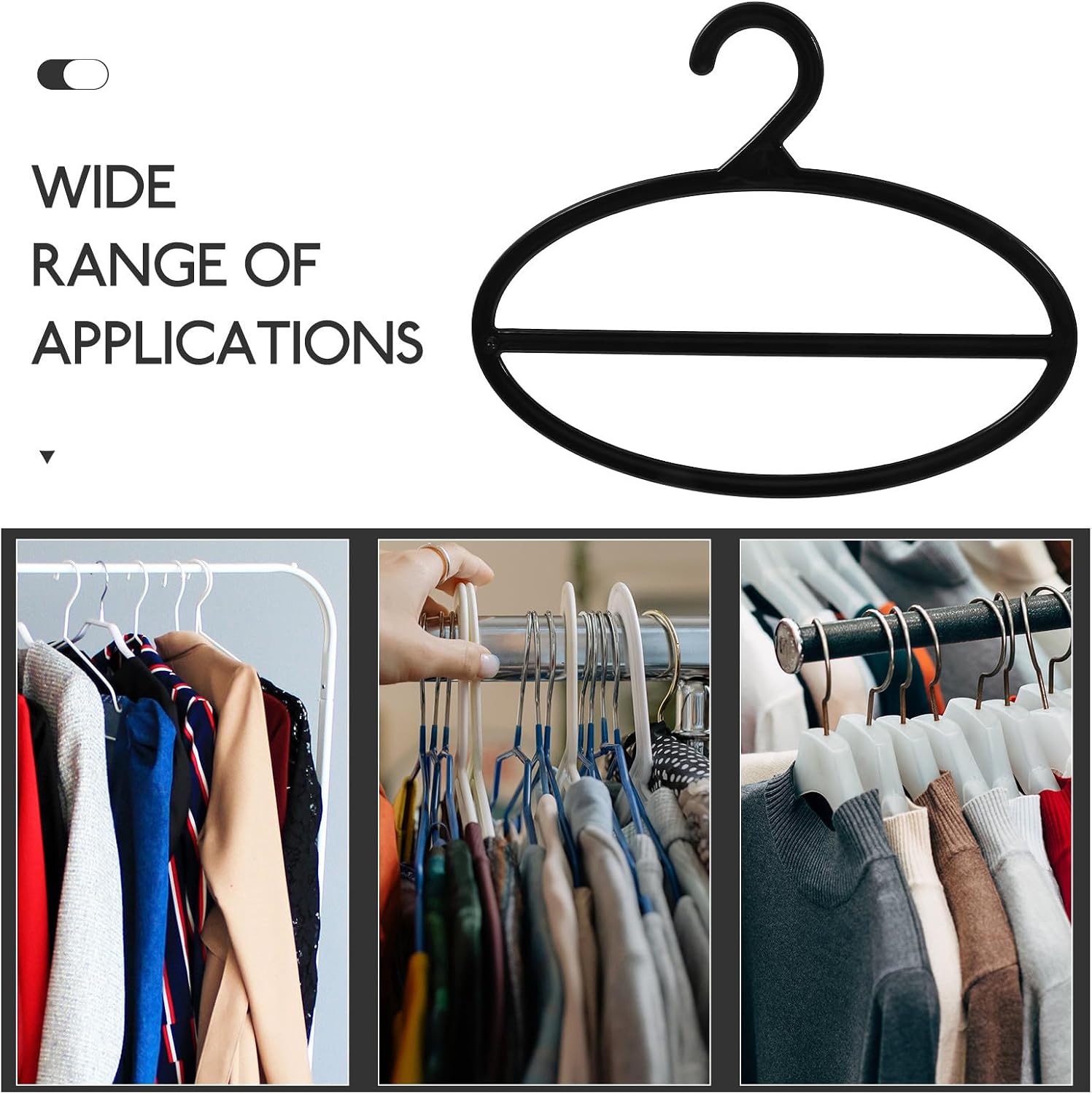 10pcs Plastic Scarf Organizer with Rotating Design, 17cm Black