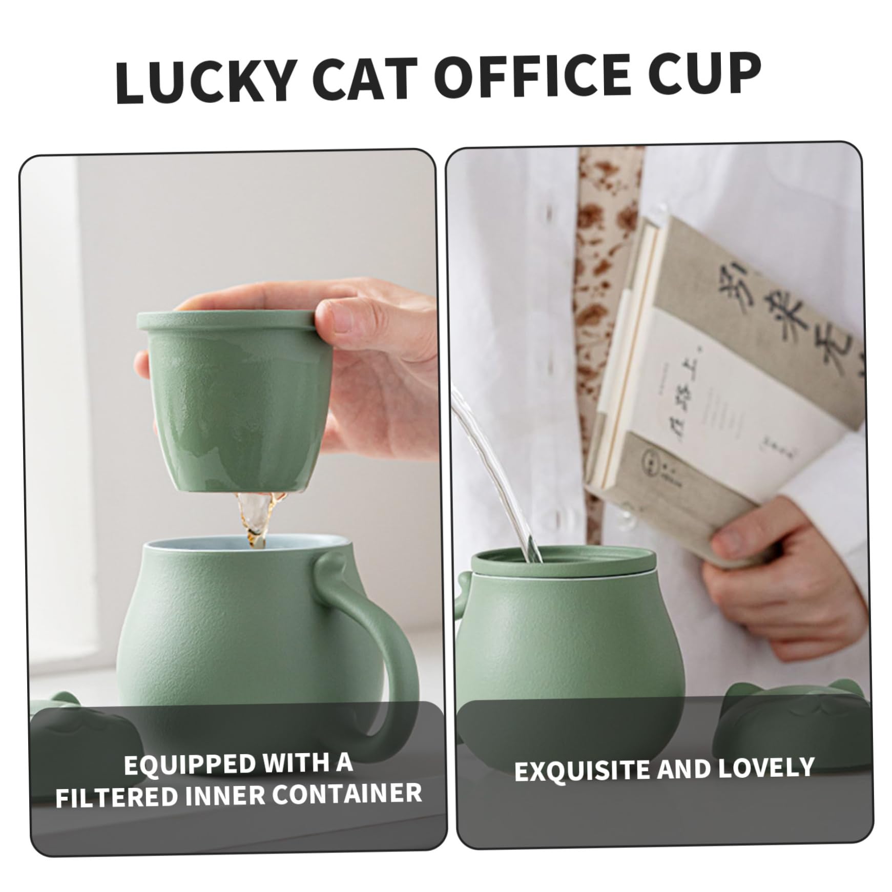 Tazza infuser per tè tazza di tè carino tazza di tè tazza di tè con coperchio e filtro per immergere tè a foglie sciolte, regalo per le vacanze, regalo di compleanno, casa calda 400 ml (nero)