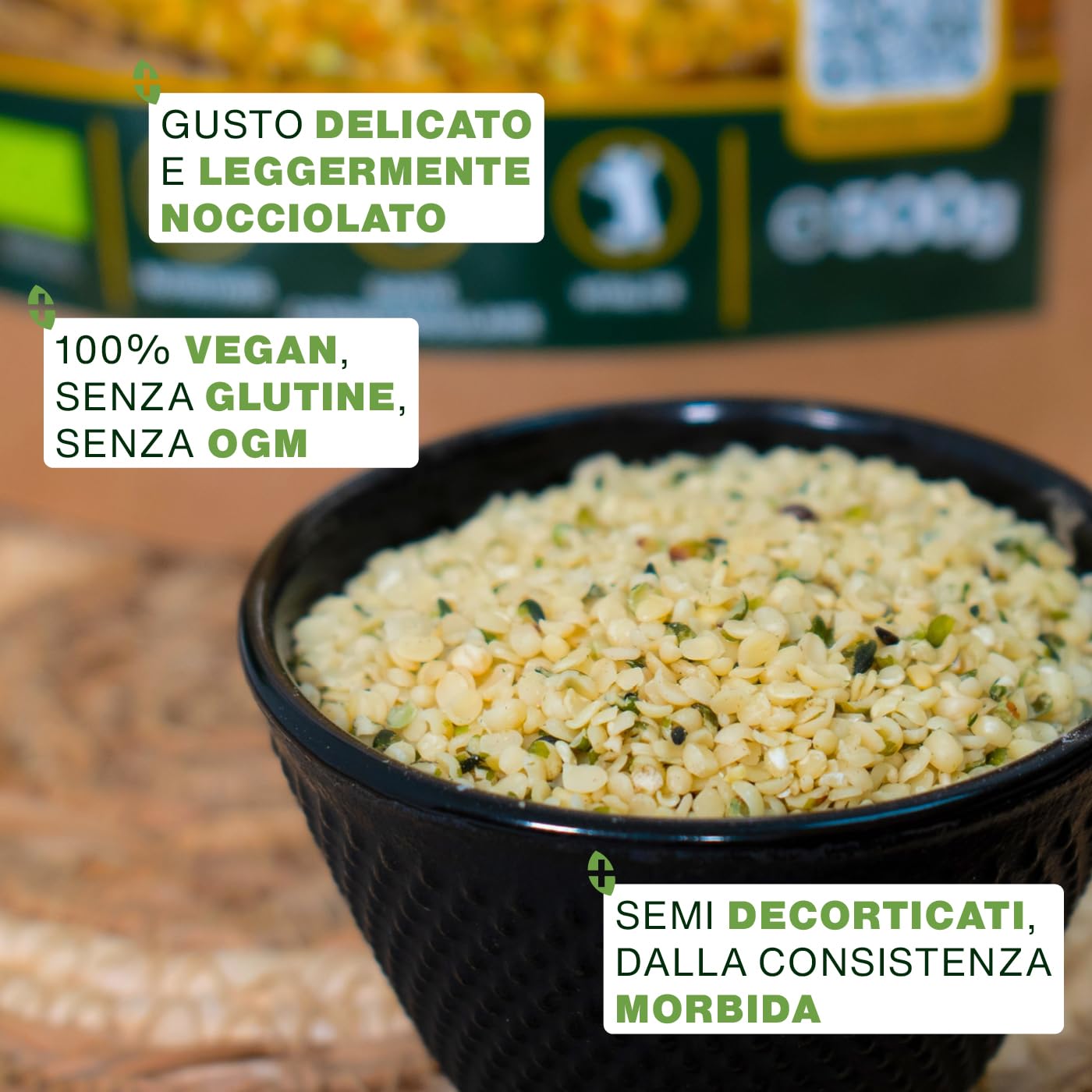 Semi di Canapa Decorticati Bio 500 g | Origine UE | 100% Hemp seeds naturali e crudi | Senza Glutine | Qualità superiore (Confezione da 2)