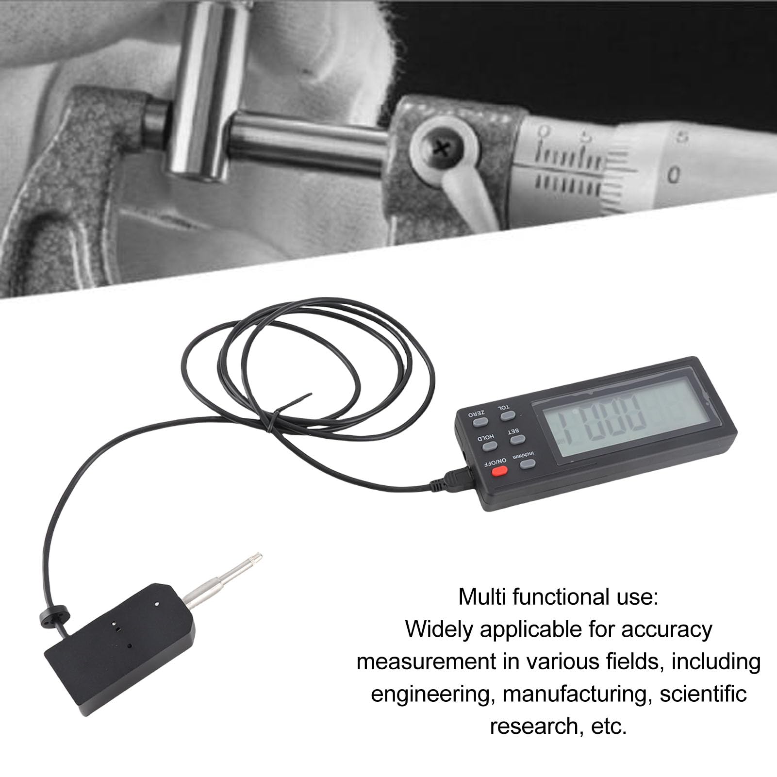 FTVOGUE Digitales Mikrometer, LCD-Mikrometer aus Aluminiumlegierung, 0 Bis 12,7 Mm, 0,001 Mm Auflösung, Multifunktionales, Genaues Messwerkzeug für den Einsatz in der Werkstatt von Maschinisten und