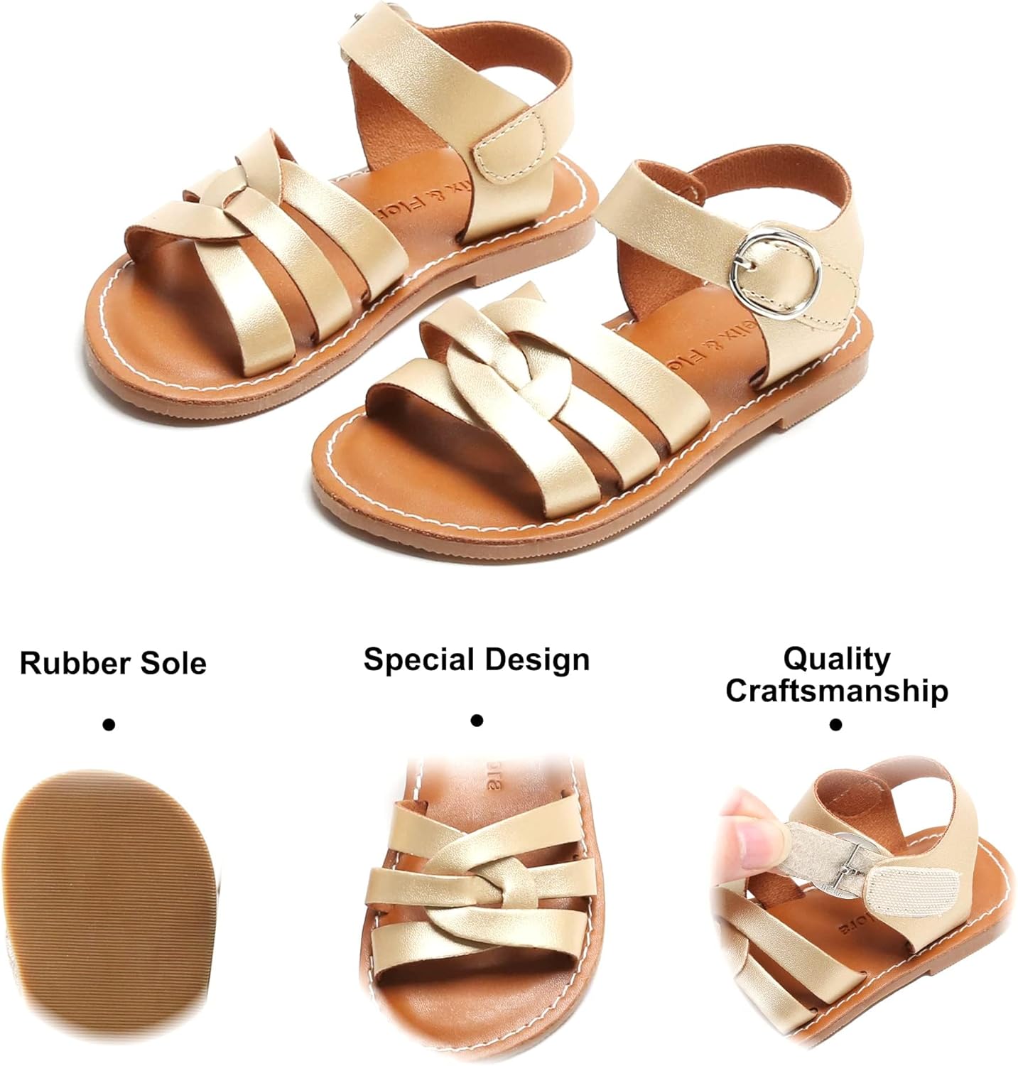 Felix & Flora Toddler Girl Sandals - Little Girl Easter Summer Dress Shoes Lightweight Open Toe Beach Holiday. - Image 5