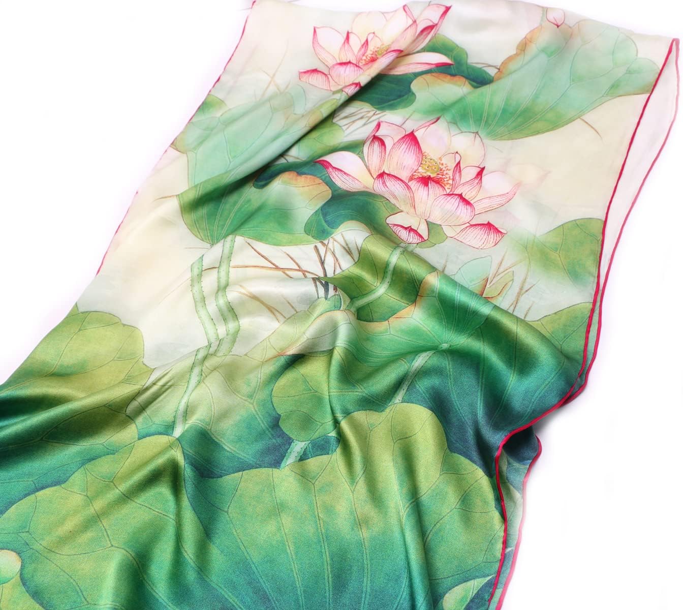 100% Mulberry Silk Scarfs for Women Floral Print Satin Long Scarf for Headscarf Hair Wraps Shawl with Gift Packed - Image 3