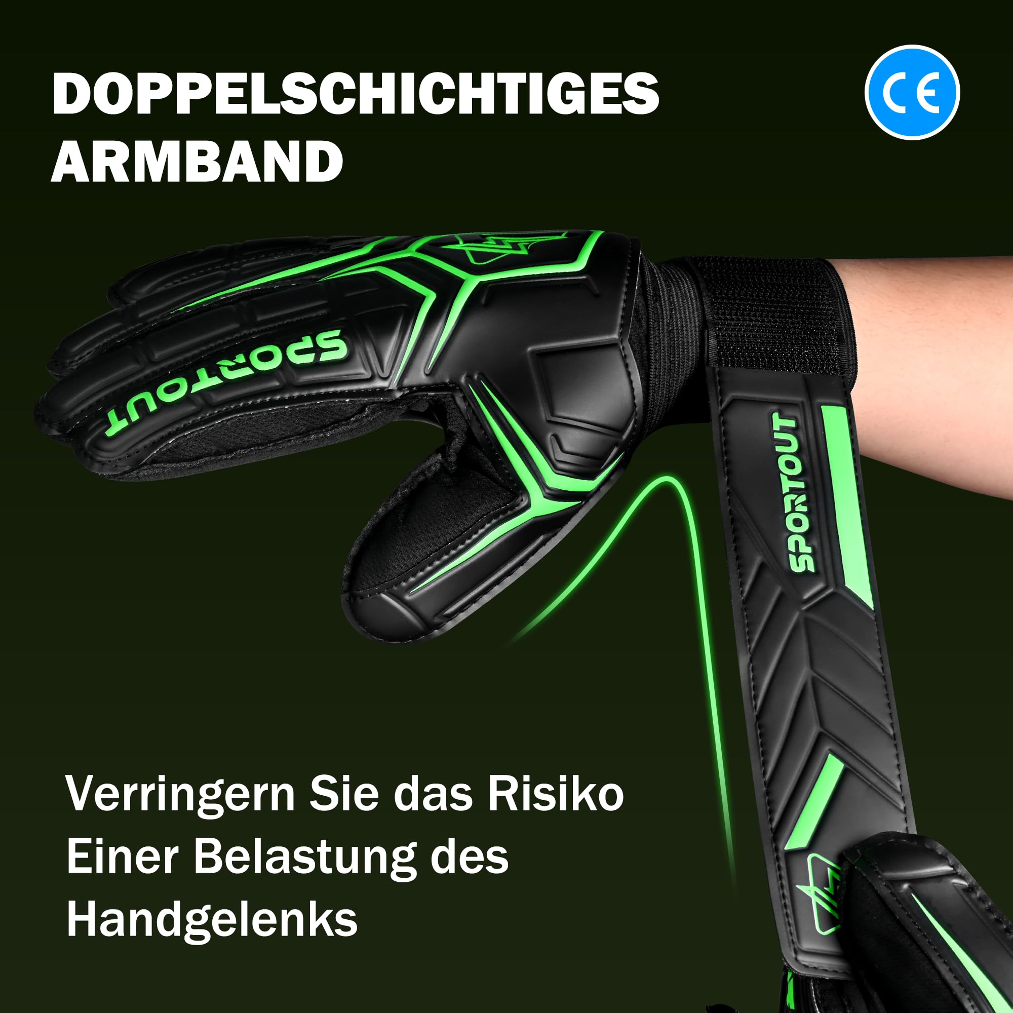 Sportout Torwarthandschuhe Kinder Fingersave Torwarthandschuhe Herren Fußballhandschuhe mit Fingerschutz für Erwachsene und Jugendliche