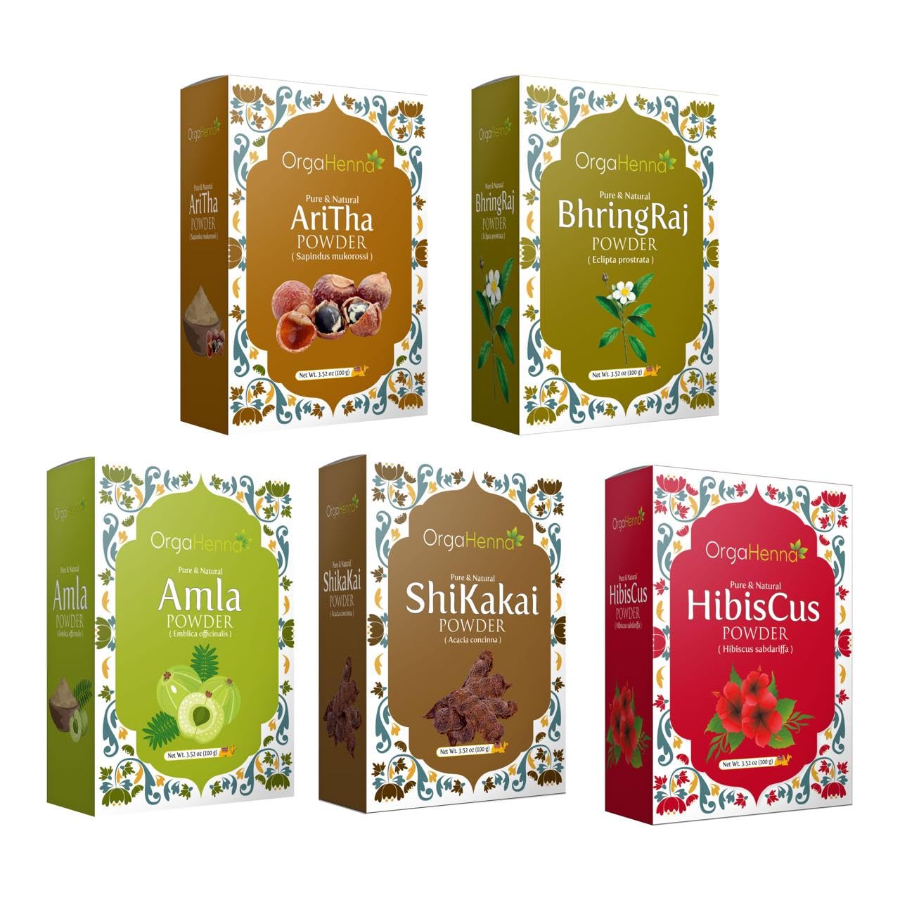 100% Pure & Natural Herbal Hair Care Powder Combo Amla, Shikakai, Bhringraj, Aritha & Hibiscus (100g Each) Ayurvedic Hair Pack for Hair Growth, Dandruff Control & Scalp Cleansing-picture-47