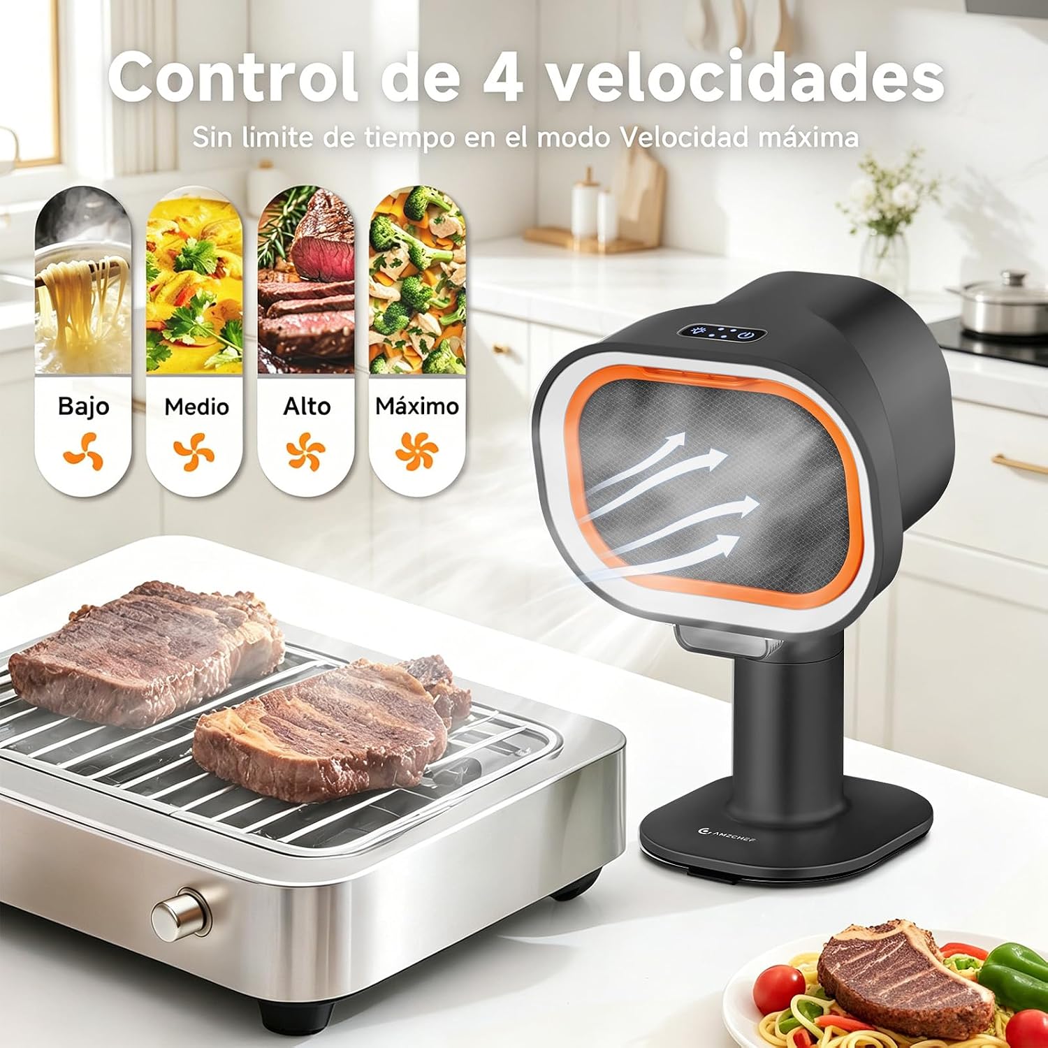 Portable Range Hood, 4-Speed Desktop Exhaust Fan with adjustable Height