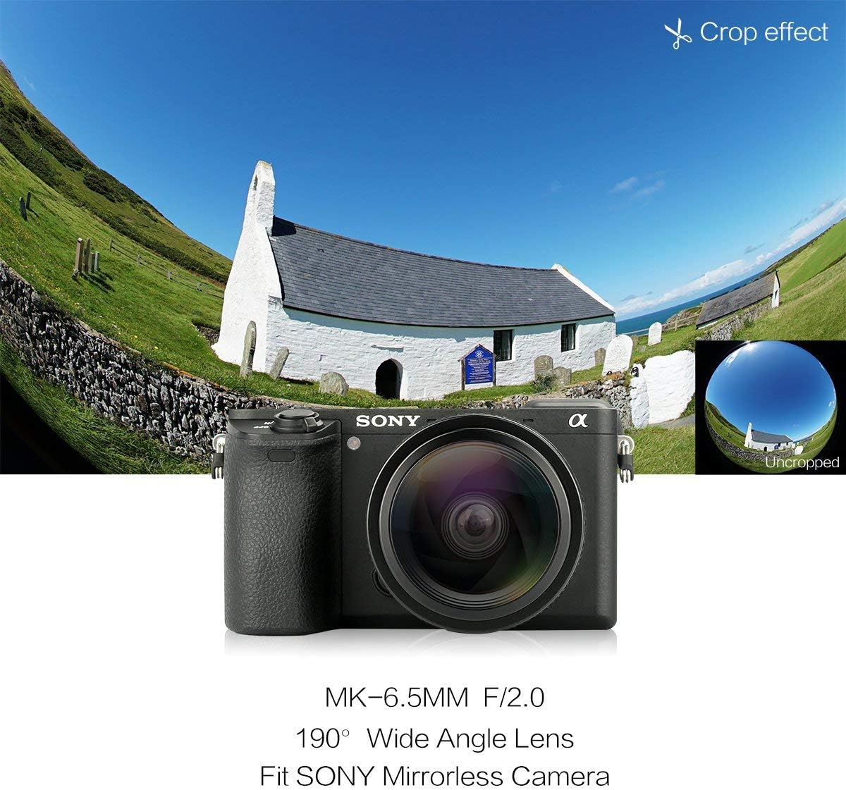 Meike 6.5mm Ultra Wide f/2.0 Circular Fisheye Lens for Sony A9 A7III A7RIII A6500 A6000 A6100 A6300 Nex3 Nex3n Nex5 Nex5t Nex5r Nex6 Nex7 A7II A7SII A7RII Mirorrless Cameras