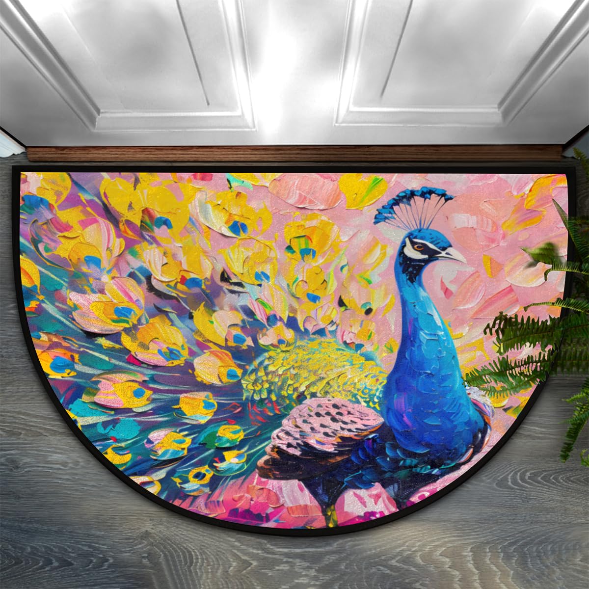 Tapis de sol intérieur paon absorbant et lavable Mexpekil 61x91