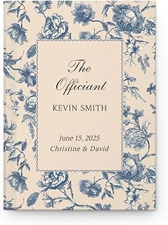 Personalized Officiant Book, Custom Wedding Journal, Blue Floral Ceremony Notebook, Custom Name and Date Keepsake