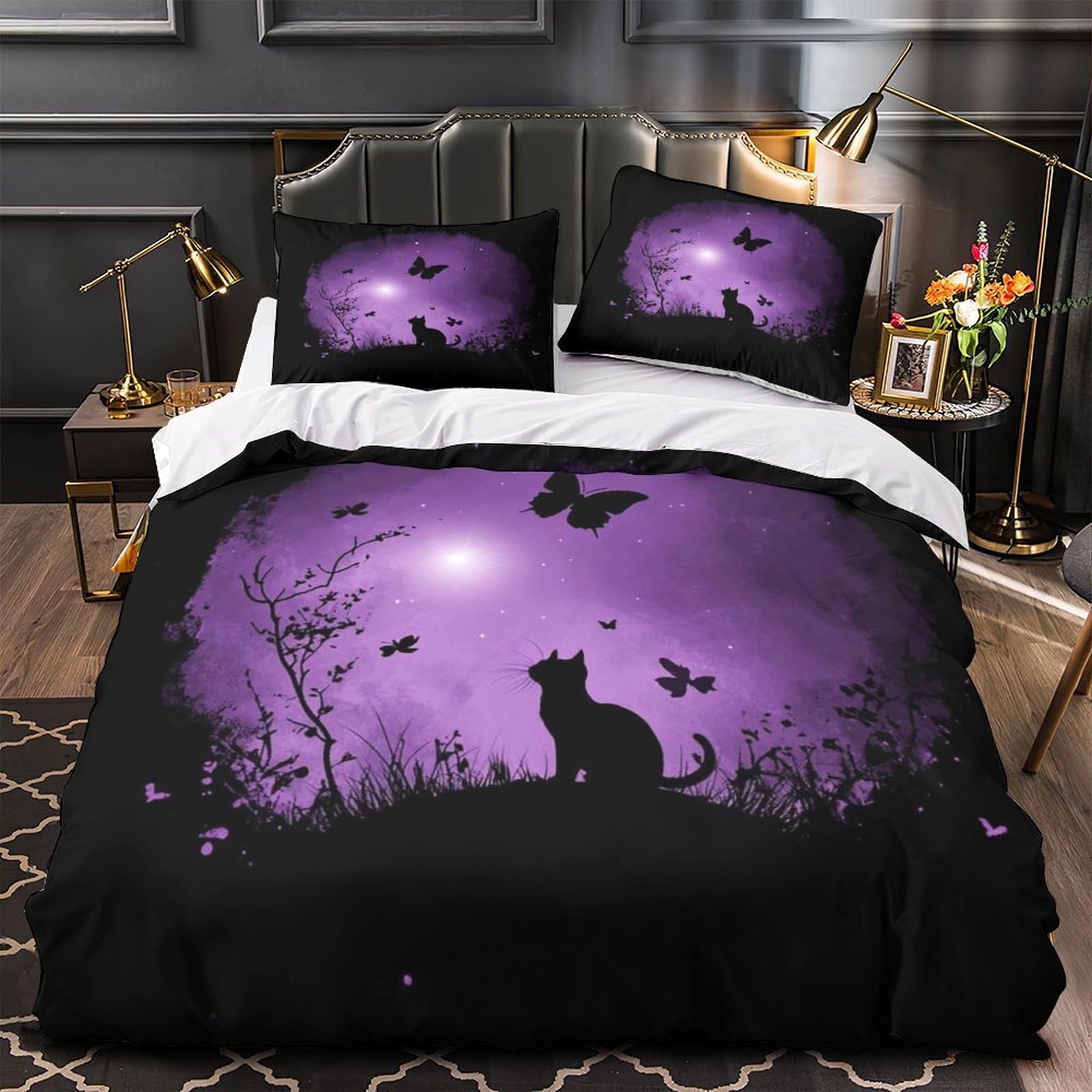 Parure de lit hypoallergique imprimé nature king size microfifre douce