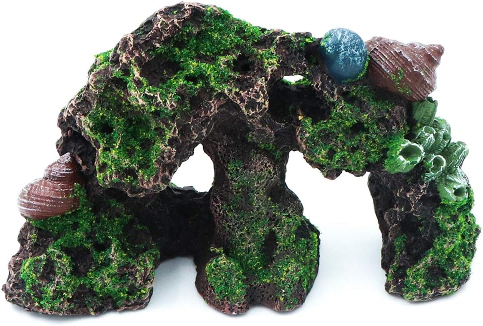 AQUA KT Aquarium Coral Reef Set Fish House Betta Hiding Cichlid Cave Lava Rock for Freshwater Marine Fish Tank Landscape Decorations