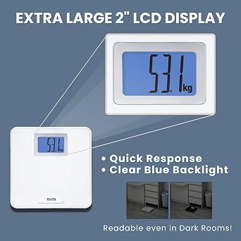 Tanita HD-662 Digital Weight Scale (White) - Japan Technology Bathroom Scale with 330 lb Weight Capacity - 2 Blue Backlit Large LCD Display - Accurate, Durable, Step-On Operation