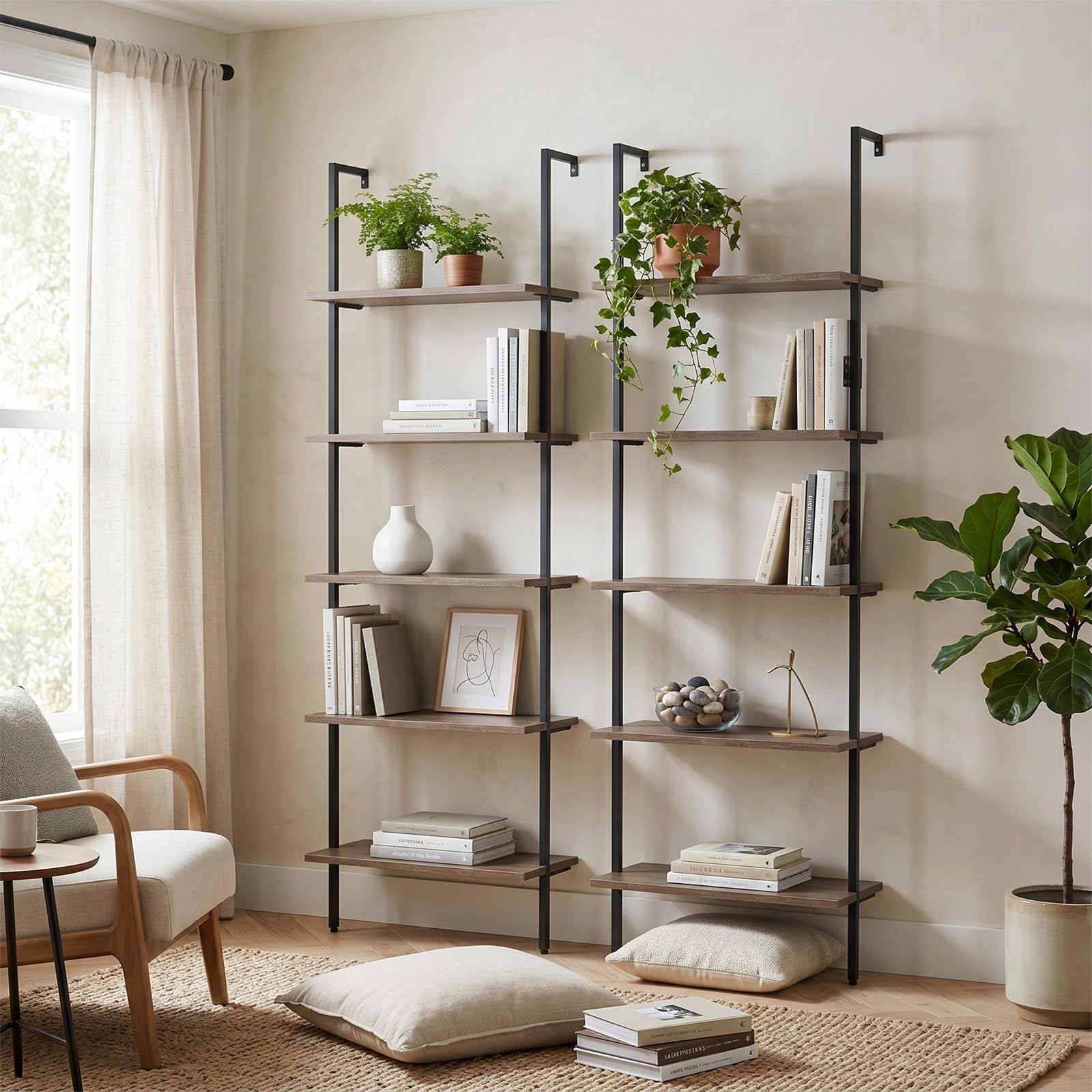 Amazon.com: aboxoo Ladder Shelf Open Bookshelf 5-tier Wood Wall