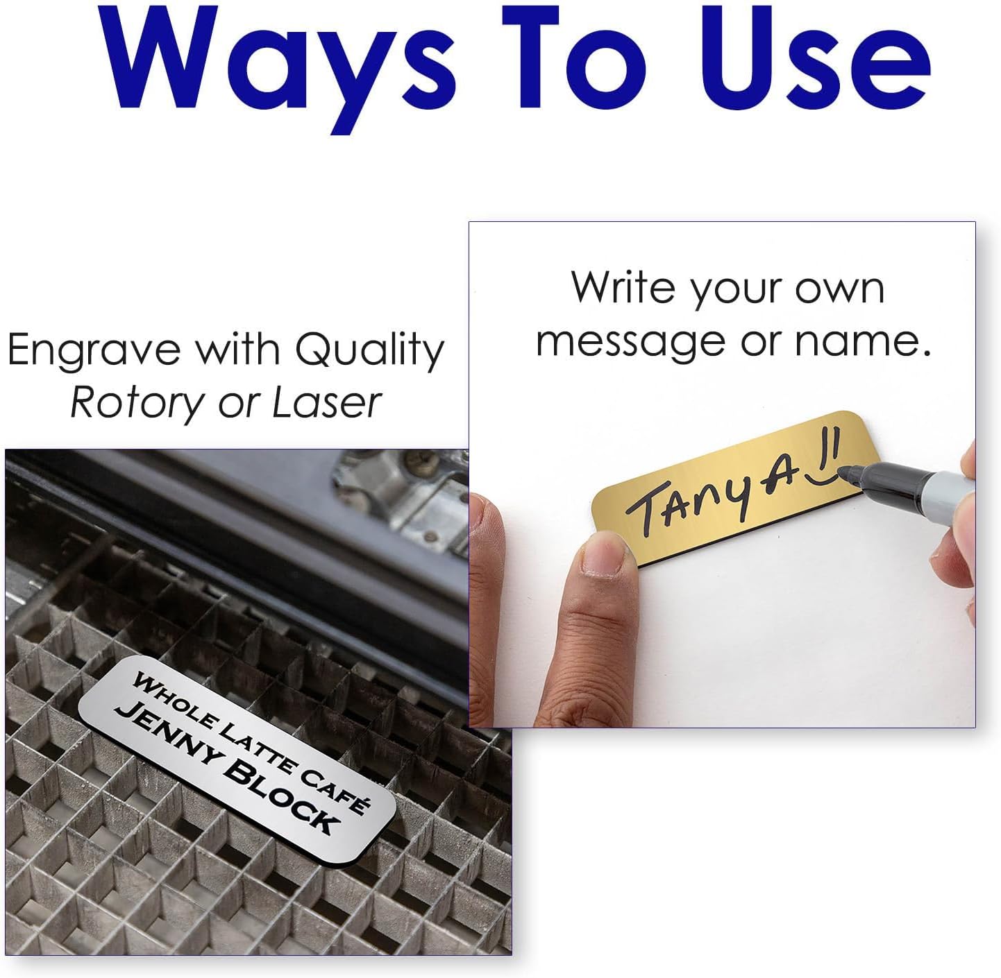 Name Badge Blanks with Magnetic Backing - 10 Pack Brushed Gold 1" X 3" - Image 5