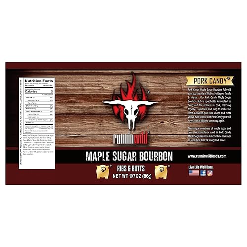Miniatura 2 de Rub bourbon de azúcar de arce  Rub para barbacoa para cerdo, tocino, jamón, colillas, chuletas y costillas  Runnin' Wild Foods, 10.7 onzas