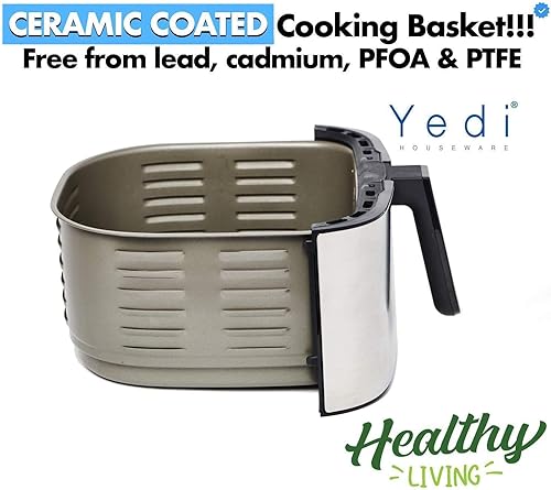 Miniatura 2 de Yedi Evolution Freidora de aire, 6.8 cuartos de galón, acero inoxidable, cesta de cocción de cerámica, con juego de accesorios de lujo y recetario