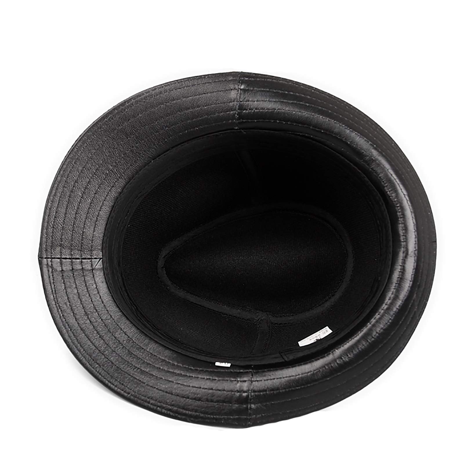 Winterhüte, Herren Leder Jazz Hut Rindsleder Gentleman Hüte Kurzer Kremp Partei Bowler Fedora Trilby Hut 55-59cm