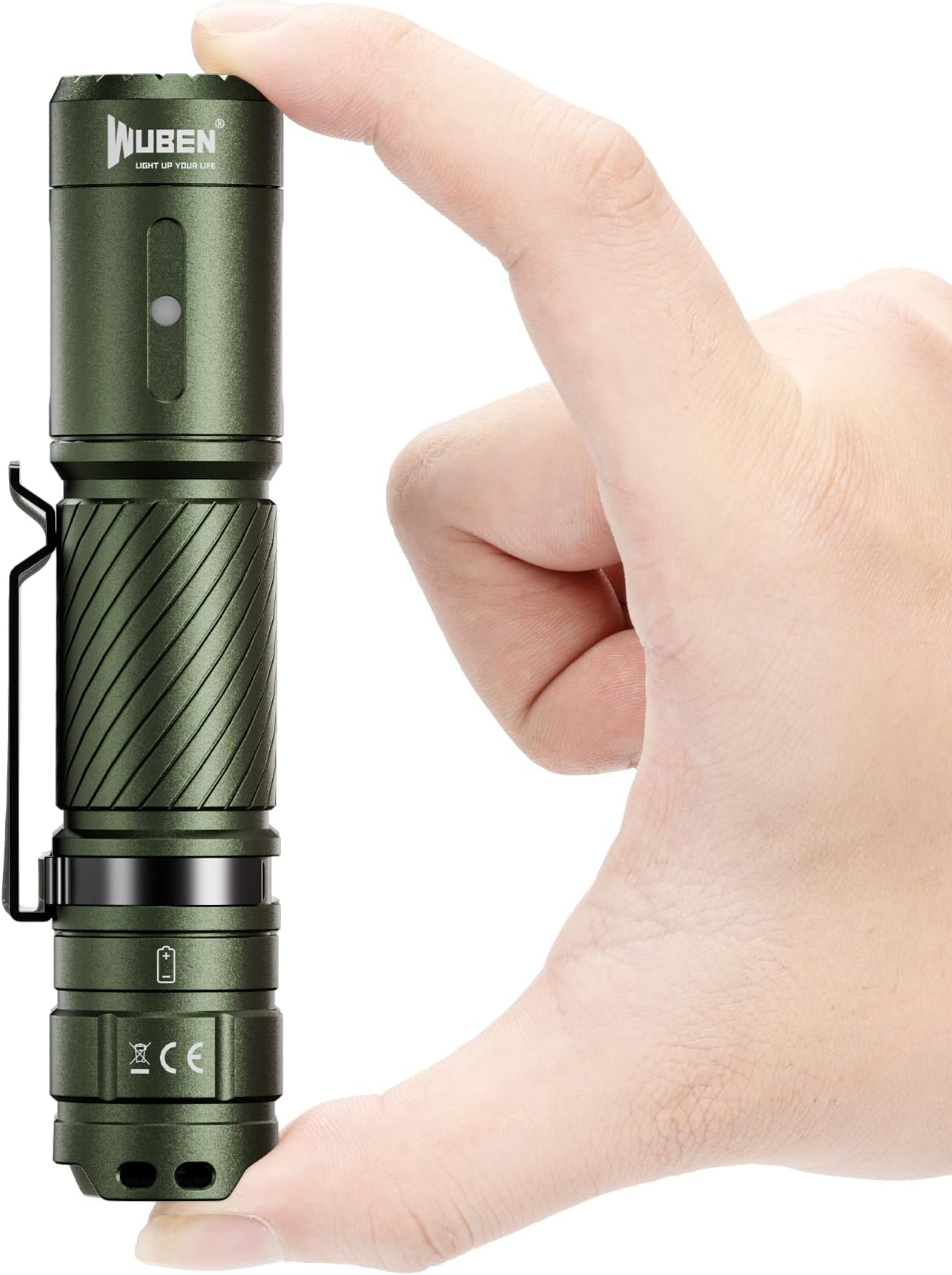 WUBEN C3 Flashlight Rechargeable 1200 Lumen LED Rechargeable Torch Light 6 Modes, Tactical Flashlight Water Resistant, Best for Camping, Outdoor, Emergency, Easy Carry, Tool Gifts for Men (Army Green)
